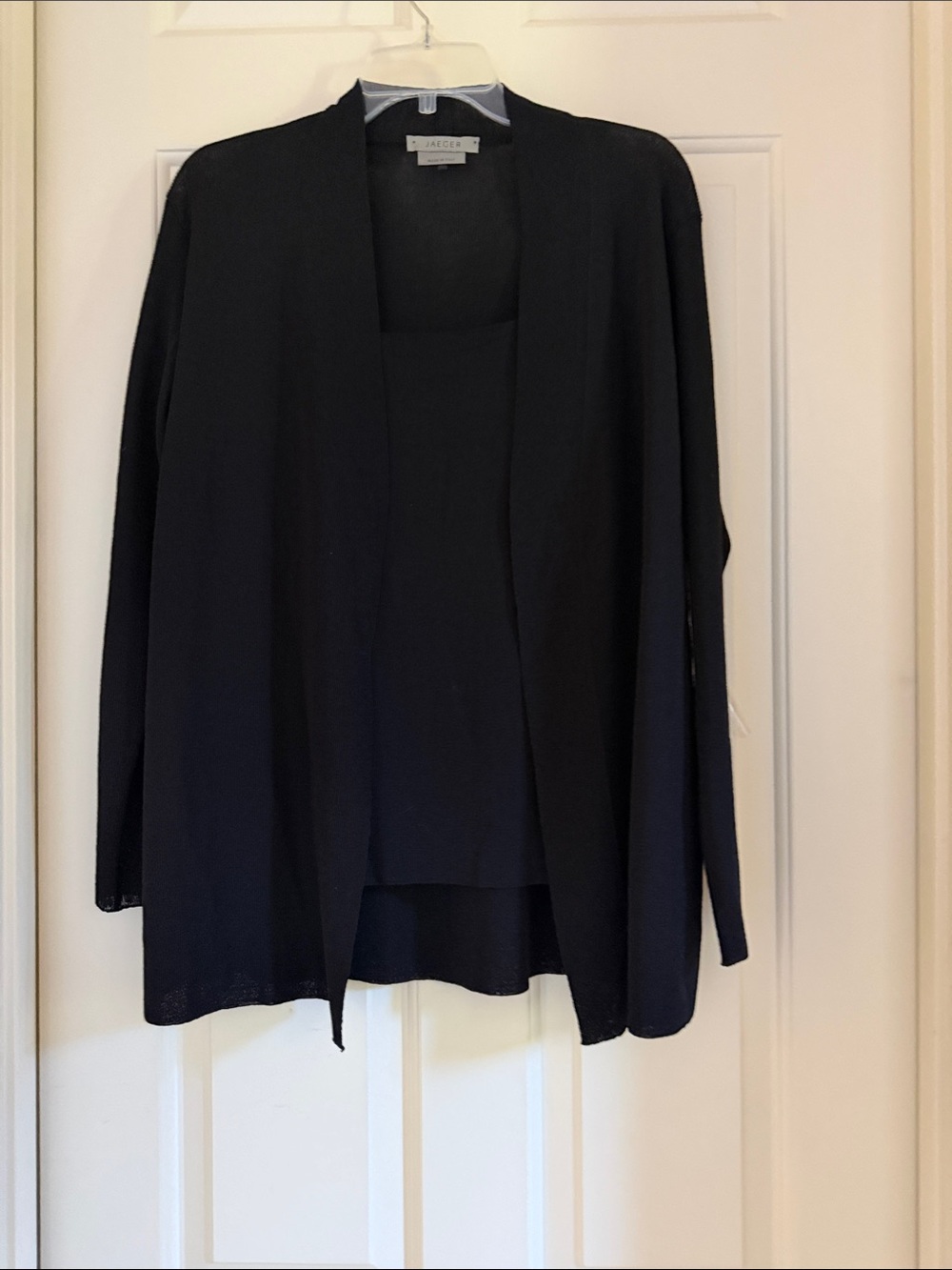 Jaeger Women’s Open-Front Black Women's Cardigan and matching knit tank